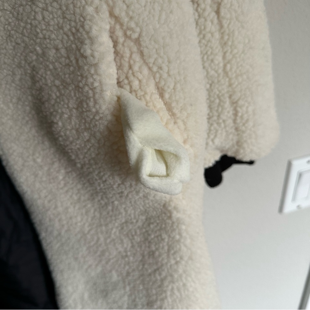 NVLT Anthropologie cream sherpa fleece longline jacket w/ faux leather accent - Picture 8 of 12